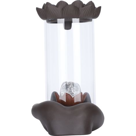 Brûleur d'encens cascade LED avec couvercle anti-vent pour salon, bureau ou salon de thé
