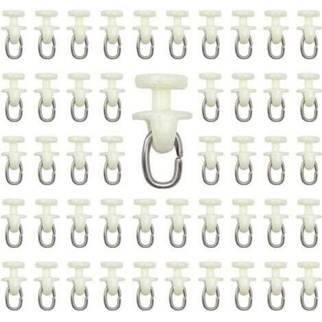 100 pièces Rouleaux de Rail de Rideau-(Blanc) Rail intérieur Crochet de Rideau Rail Glisseur Rail,Rideau Poulie à Rideaux en Plastique (1/4)