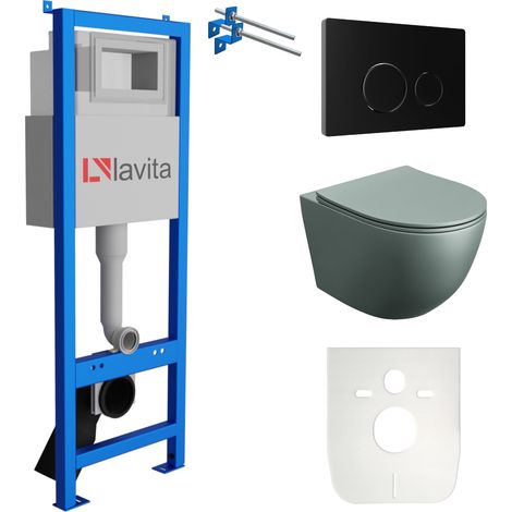 LAVITA WC Set mit Vorwandelement, Wand-WC und Spülknopf (1/5)