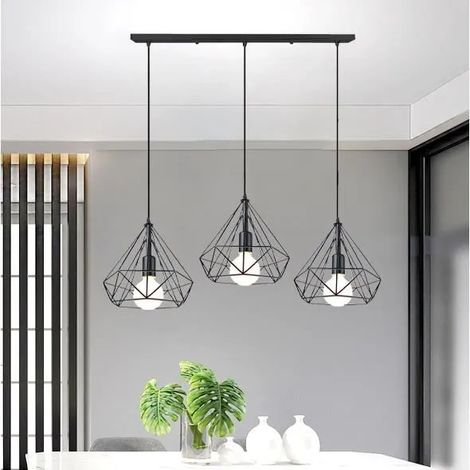 3 Lustres Suspensions Vintage Salon Lampe Luminaire Industrielle Retro pour Salon Chambre (1/4)