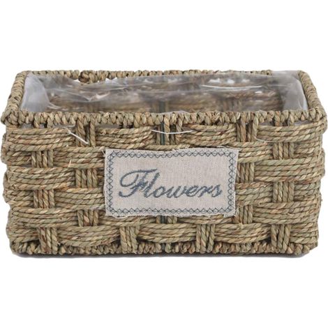 Pot carré en osier tressé à la main pour plantes succulentes, petit format, idéal pour la décoration intérieure. (1/5)