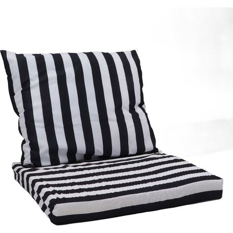 Ensemble de coussins de chaise d'extérieur, siège et dossier en mousse à mémoire de forme pour meubles de balcon de Patio rayés (1/5)