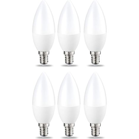 Dimmbare E14 LED-Kerzenlampe, 5 W entspricht 40 W, Kaltweiß 5000 K, 470 lm, B35-Kerzenlampe mit kleinem Schraubsockel, dimmbare Lampe 220–240 V, 6er-Pack - RAPANDA