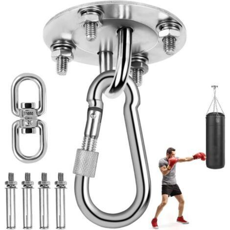 Crochet de plafond robuste en acier inoxydable, capacité de 400 kg, pivotant à 360°, pour suspendre une chaise, une balançoire, un sac de frappe, un sac de yoga ou un hamac. (1/5)