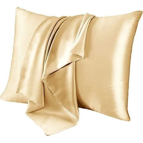 (Champagner) Champagnerfarbener Kissenbezug – 51 x 66 cm – Naturseide – Hypoallergen (1/4)
