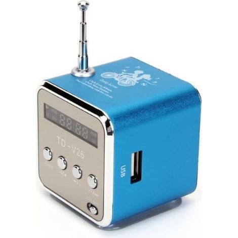 Mini enceinte Bluetooth portable avec radio FM – Compatible USB, cartes mémoire SD et TF, lecteur audio MP3, couleur bleue (1/5)