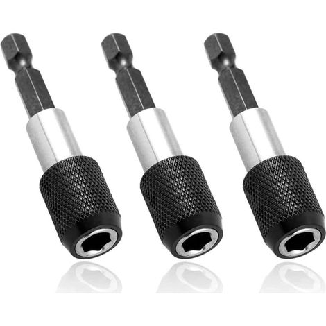 Sollbry 3-teiliger elektrischer Bohrer-Bithalter-Adapter, magnetischer Verlängerungs-Bithalter mit 1/4-Zoll-Sechskantschaft, magnetischer Bohrerhalter für 60-mm-Elektroschrauber (1/4)