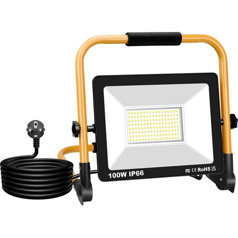 Projecteur de Chantier LED, 100W 10000LM Portable Lampe de Extérieu (1/5)
