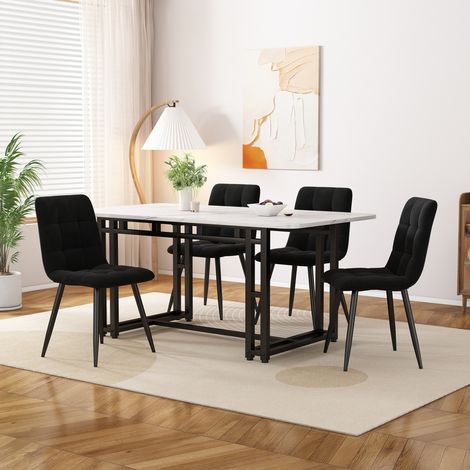MEUBLIV Tavolo da pranzo 120x70 cm nero con 4 sedie in velluto (1/5)