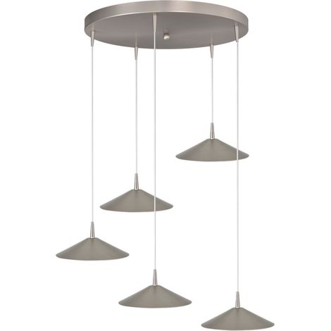Lampe suspendue à 5 lumières Ceppo nickel Ø rond 22cm - 2152-37-37-50-5-22 (1/3)