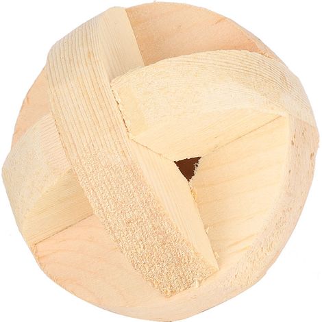 Balle en bois de 6 cm / 2,4 pouces pour hamster, jouet interactif à mâcher et à utiliser comme accessoire pour petit animal de compagnie. (1/5)