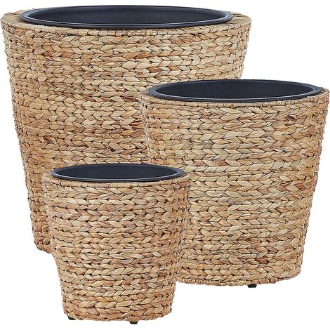 Set of 3 Plant Pots PLAKA Water Hyacinth 29/37/49 cm Natural