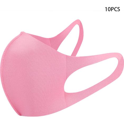 Lot de 10 masques buccaux réutilisables pour enfants, anti-poussière, anti-UV et respirants, rose (1/5)