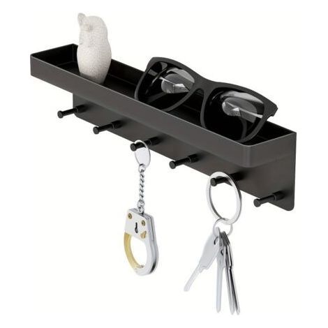 QORVA Wand-Schlüsselhalter, Wand-Ablagefach, Wandregal ohne Bohren, Schlüsselablage mit 6 Haken, Schlüsselhalter für Küche, Bad und Türen (1/5)