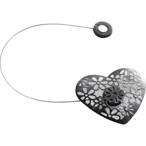 Embrasse de Rideau Aimantée "Lovely" 22cm Noir & Argent (1/3)