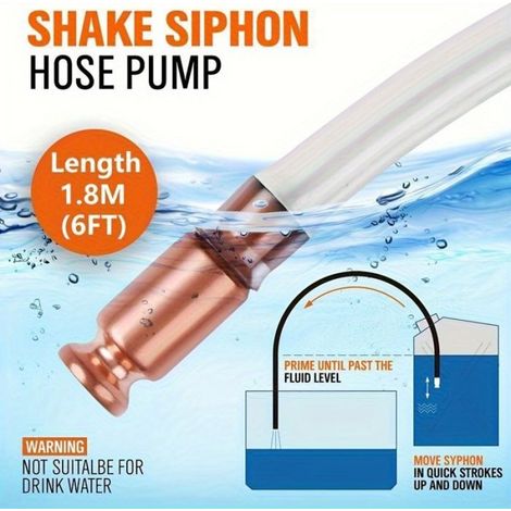 Pompe à siphon auto-amorçante de 18 m, adaptée au transfert d'essence, d'eau et d'autres liquides (1/3)