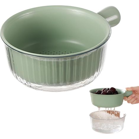Lot de 2 petites passoires, parfaites pour laver les fruits et légumes, sans BPA, passent au lave-vaisselle, pour évier de cuisine (vert) (1/5)