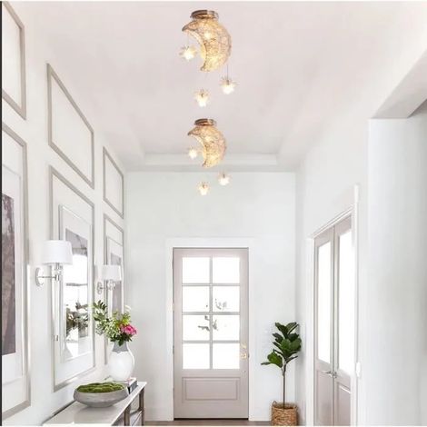 2pcs Lustre Plafonnier en Lune,Lampe Plafonnier Industrielle en Aluminium Style Nordique pour Salon Chambre Enfant (1/4)
