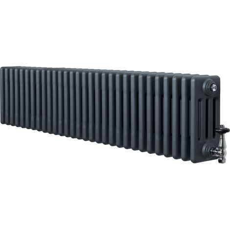 Traditional 4 Column Radiator & Valves - 300 x 1370mm -