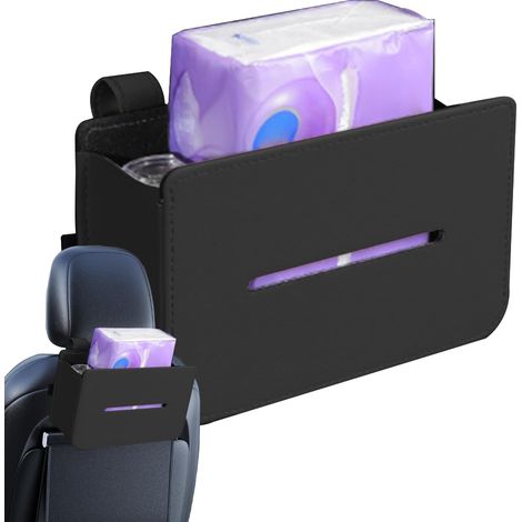 Porte-Mouchoirs pour Voiture - Distributeur De Serviettes en Cuir PU - Porte-Mouchoirs pour Pare-Soleil Voiture,pour Siège Arrière Pare-Soleil Appuie-Tête Voyage Road Trip SUV Pickup (1/5)