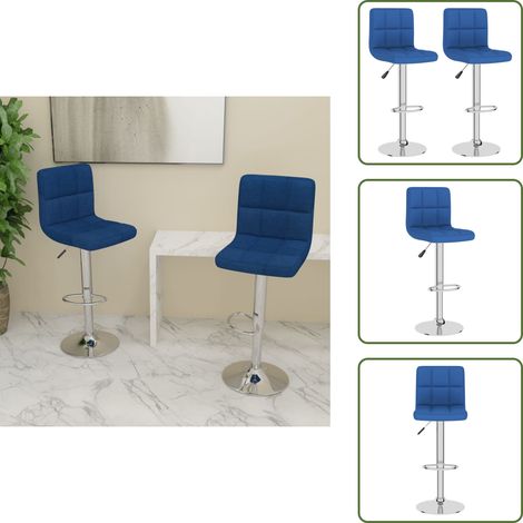 Tabourets de bar lot de 2 bleu tissu - Tabouret De Bar - Chaise De Comptoir - Tabourets Bleus - Meubles De Cuisine - Mobilier Moderne (1/5)