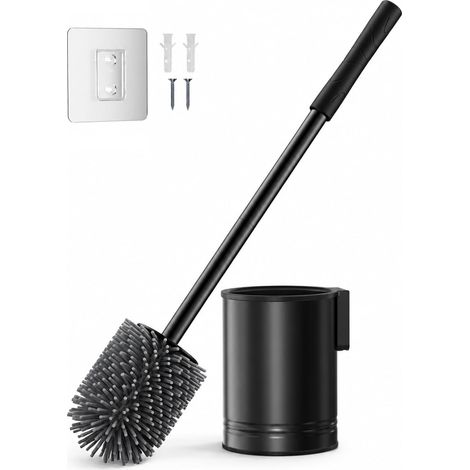 Brosse Toilettes WC Silicone et Acier Inoxydable: Noir Mat (1/5)