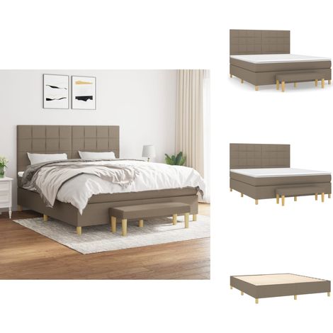 Sommier à lattes de lit avec matelas Taupe 180x200 cm Tissu - Lit Plateforme - Lit Double - Matelas À Ressorts Ensachés - Literie Taupe - Meuble Chambre (1/5)