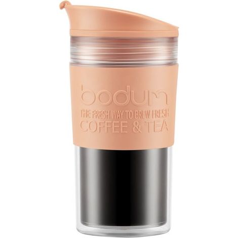 Mug isotherme de voyage BODUM 35 cl Beige Rosé double paroi bande silicone 11103-838B