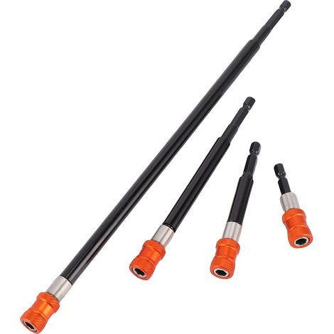 Ensemble de 4 rallonges pour forets à queue hexagonale de 6,35 mm (1/4 po), longueurs disponibles : 30,5 cm (12 po), 15,2 cm (6 po), 10,2 cm (4 po) et 6 cm (2-3/8 po). (1/5)