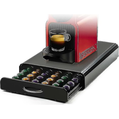 Porte-capsules élégant noir pour 50 capsules, rangement pour tiroir et support pour machine à café avec pieds antidérapants - (1/5)