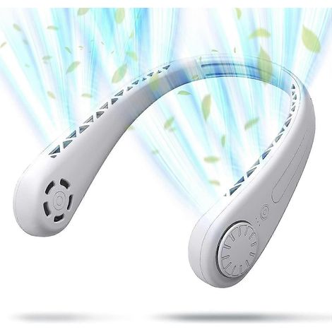 Ventilateur de cou portable, sans pales, pour intérieur et extérieur, idéal pour les voyages, rechargeable par USB, design casque, 3 vitesses réglables, ventilateur de cou pour femmes (1/5)