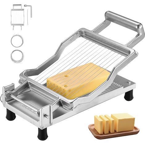 VEVOR Affettatrice per Formaggio 317 x 169 x 90 mm Taglierina per Formaggio Ultra sottile 0,99 cm e 1,98 cm Filo per Affettare Formaggio Staccabile, con Filo per Coltello in Acciaio Inossidabile 316