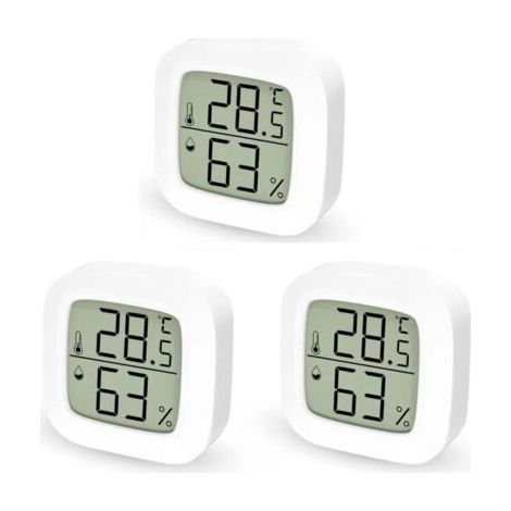 Thermometre Hygrometre Interieur Lot de 3 Petit Thermometre Maison Numérique Mini LCD Termometro Ambientale d'intérieur, Hygromètre pour Chambre à Coucher Cave à Vin, Aimanté, 6 Piles (1/5)