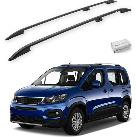 TURTLE kompatibel mit Peugeot Rifter 2019-2025 / Lange Version Dachreling Crown Schwarz (1/5)