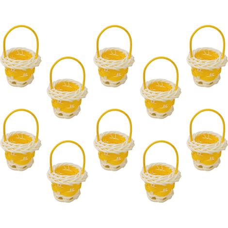 Set di 10 mini cestini in finto rattan, cestino regalo - Giallo (1/2)