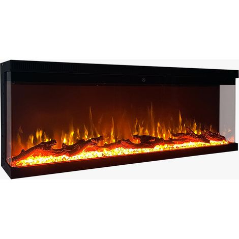 Camino elettrico da parete caminetto a incasso 3 Lati BOSTON100 L101,6 x P20 x H44