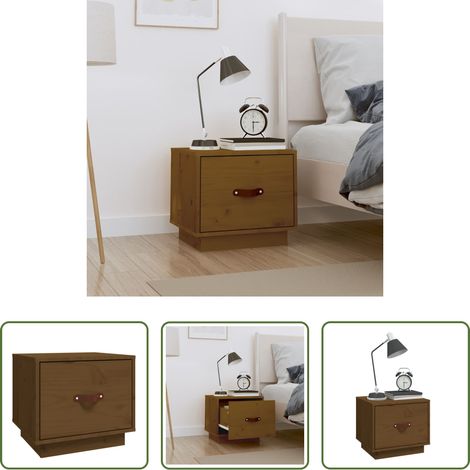 Table de chevet - Table de chevet Marron miel 40x34x35 cm Bois de pin solide (1/5)