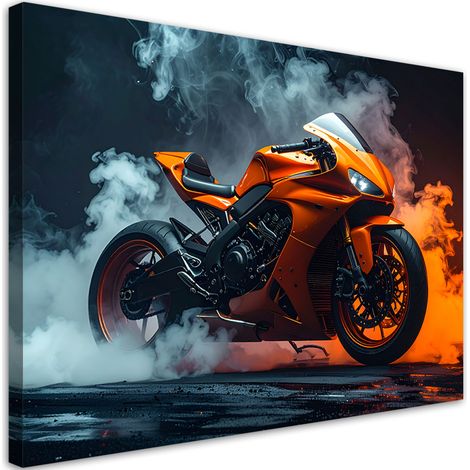 Cuadro en Lienzo, Motocicleta naranja, 30x20 (1/5)