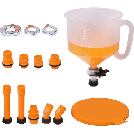 Kit D'entonnoir Anti-déversement Pour Liquide De Refroidissement – Lot De 15 Pour Le Remplissage Du Liquide De Refroidissement Du Radiateur – Entonnoir Anti-déversement Et Kit De Rinçage Du Système (1/5)