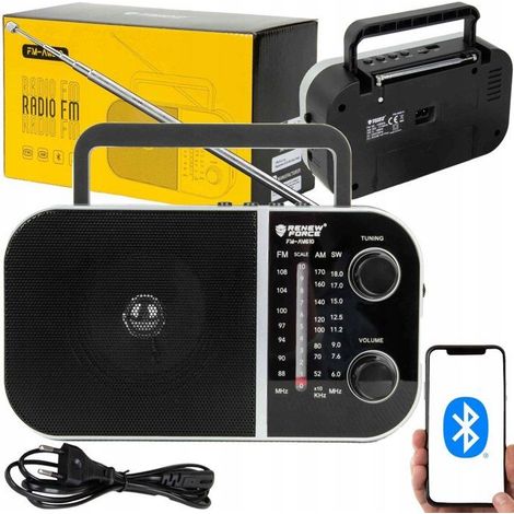 Tragbares Radio - RENEW FORCE - FM-AM610 - Bluetooth - USB - Schwarz