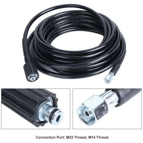 NALOOKAMIC Tuyau Haute Pression 10m, M22 Filetage - Flexible Nettoyeur Haute Pression Avec Connecteur Quick Connect de Type clic pour nettoyeurs Haute Pression Krcher K2 K3
