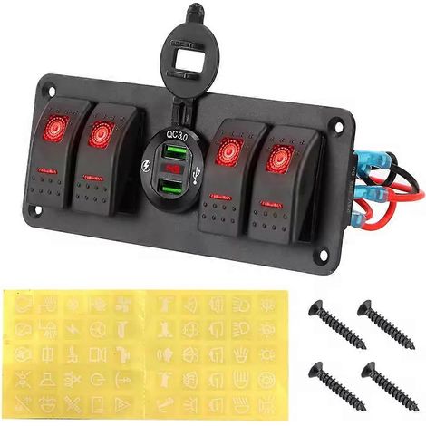 Voltaje numérico LED 12-24 V, fuente de alimentación, combinación de doble puerto USB y alimentación (1/5)
