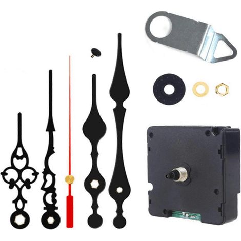 Silent clock movement kit for radio assembly, with DCF signal mode, including 2 sets of hands for servicing.
