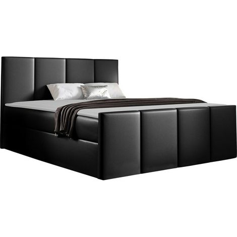 Cama continental Ventus, Soft 011, Continental, Doble, 180x200, Cuero ecológico, Somieres, 184x213x103cm (1/5)