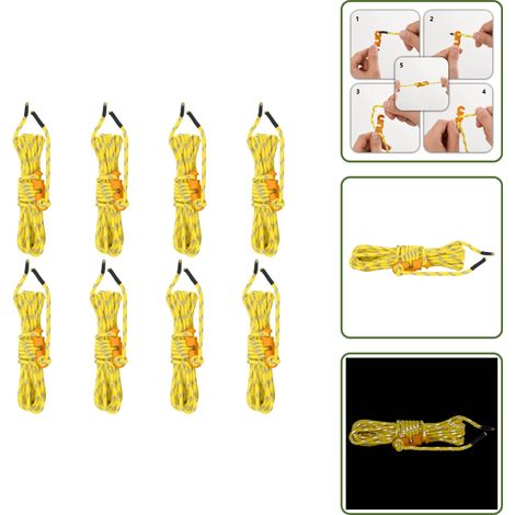 The Living Store Zeltleinen mit Seilspannern 8 Stk. Reflektierend 4 m 4 mm - Campingausrüstung - Zeltausrüstung - Abspannseil - Zeltleine - Reflektorband (1/5)