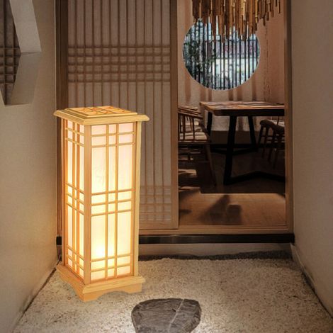 Lampadaire chinois en bois Lampes sur pied Lampes à LED Salon Lumière (1/5)