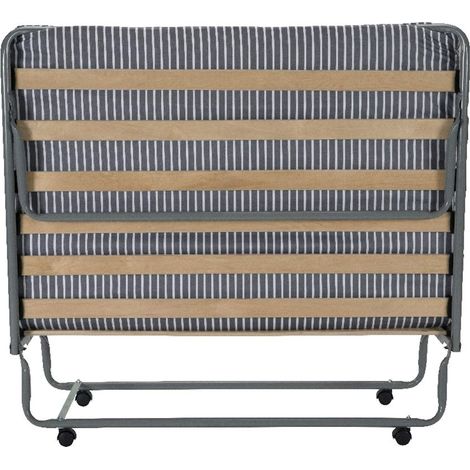 Lit pliant 120x190 – 15 lattes multiplis bois – Structure acier – Matelas mousse 10 cm – Gain de place – 1/2 personne – Sedac (1/2)