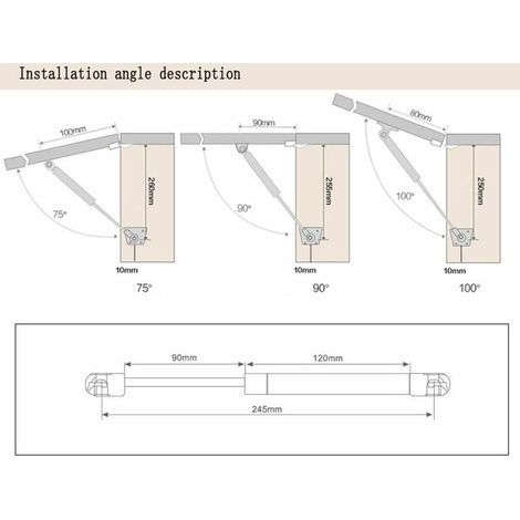 Amortisseur à gaz,amortisseur à gaz, amortisseurs à gaz, charnières à fermeture amortie, charnières de coffre à jouets, supports d'ascenseurs, supports de couvercle [Paquet de 2] (120N/26lb/12KG) (1/4)