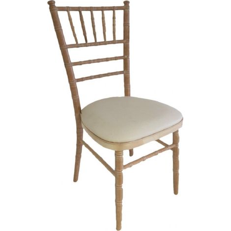 Chaise de réception CHIVARI en Bois Cérusé empilable galette incluse - lot de 8 - Prodirest (1/2)