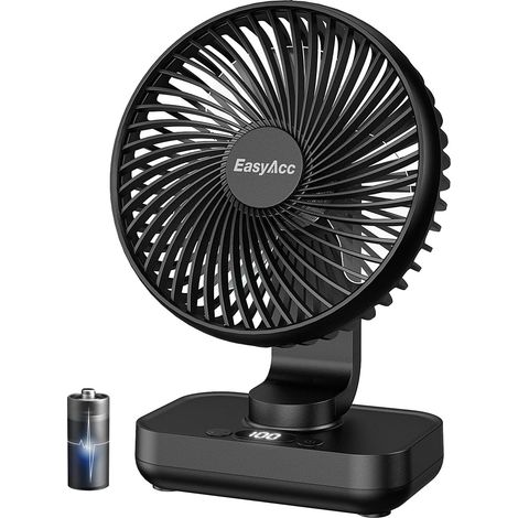 Ventilateur de table silencieux USB – Oscillation 120° – Inclinaison 90° – 4 vitesses – Autonomie jusqu'à 15h – Idéal pour bureau et voyage